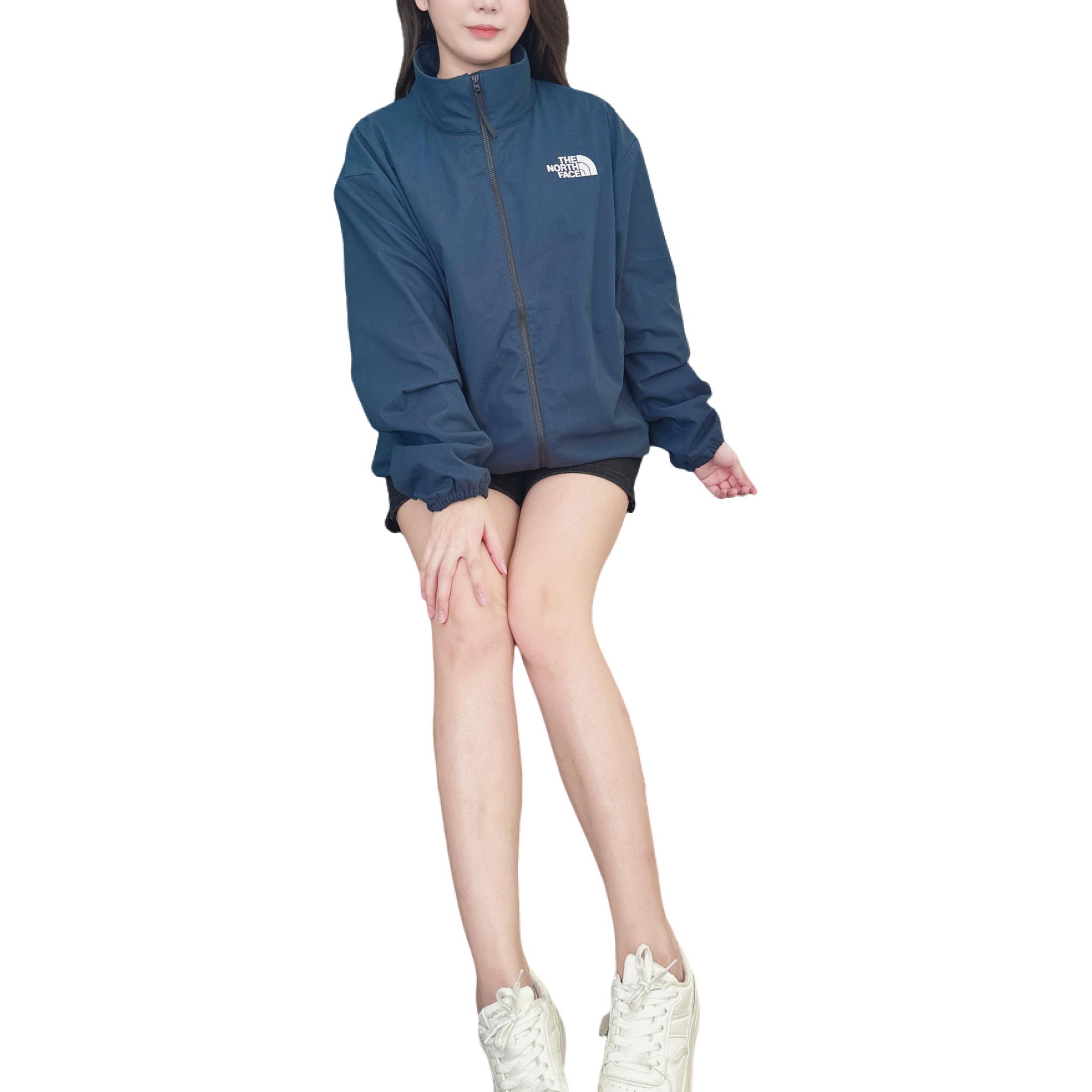 TNF Blue Solid Logo Embroidered Loose Fit Zip Jacket Unisex NI3BP71L 圖 4