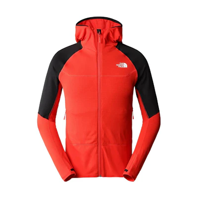 TNF Bolt Polartec Logo Print Colorblock Hooded Jacket Red Men’s NF0A825E-WU5