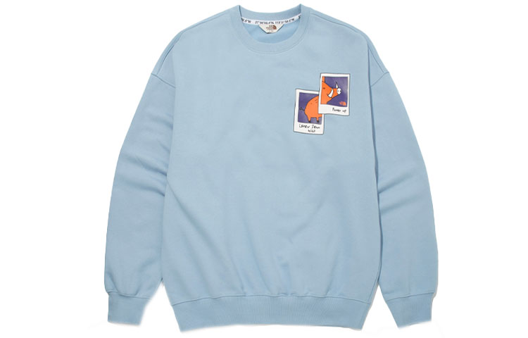 The North Face Boma Cartoon Animal Print Crewneck Sweatshirt Blue Unisex NM5MM54M