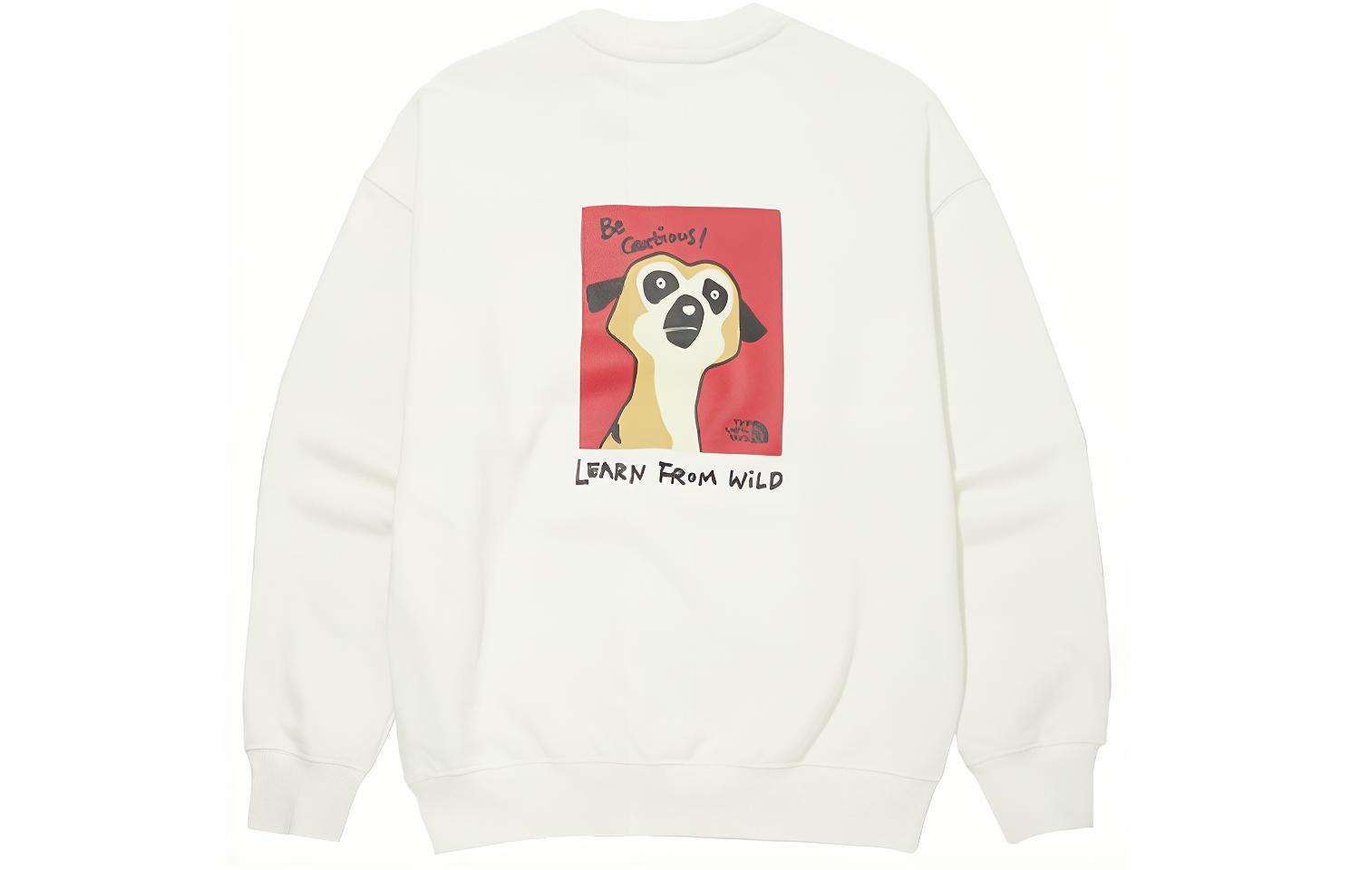 TNF Boma Cartoon Animal Print White Crewneck Sweatshirt Unisex NM5MM54J