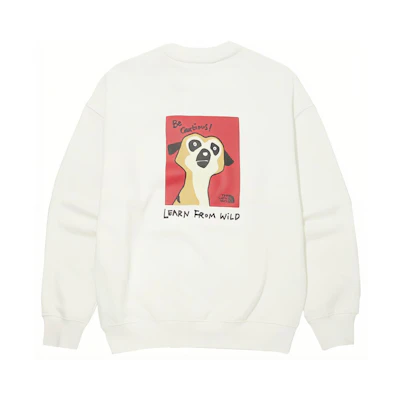 TNF Boma Cartoon Animal Print White Crewneck Sweatshirt Unisex NM5MM54J