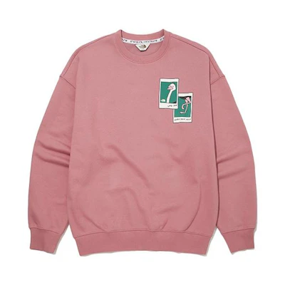 TNF Boma Sweatshirt Pink Animal Letter Print Unisex Vintage Pullover NM5MM54L