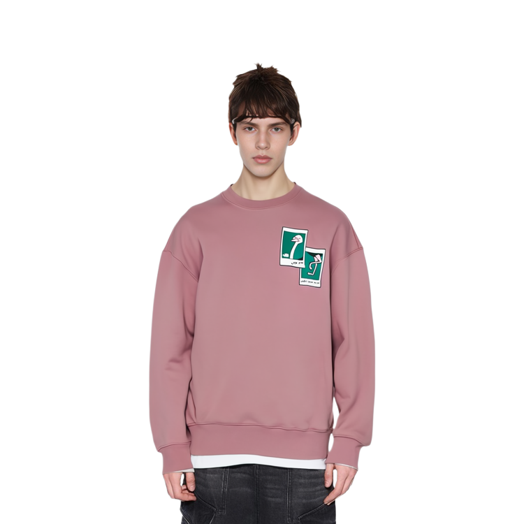 Shop The North Face Boma 粉色動物字母印花復古款男女款套頭衫 NM5MM54L