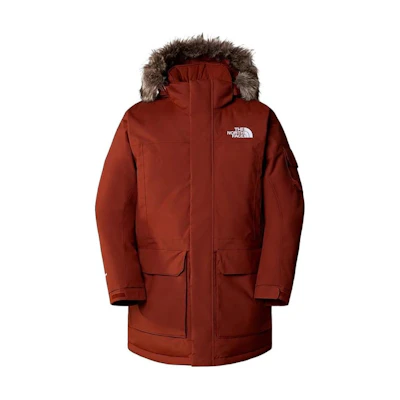 TNF Brick Red Logo Hooded Puffer Jacket NF0A4M8G-6R3