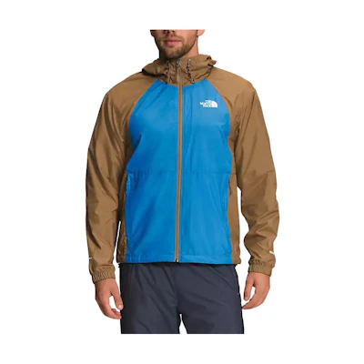TNF Brown Blue Logo Print Panel Zip Hoodie Jacket NF0A5J5G-TV8