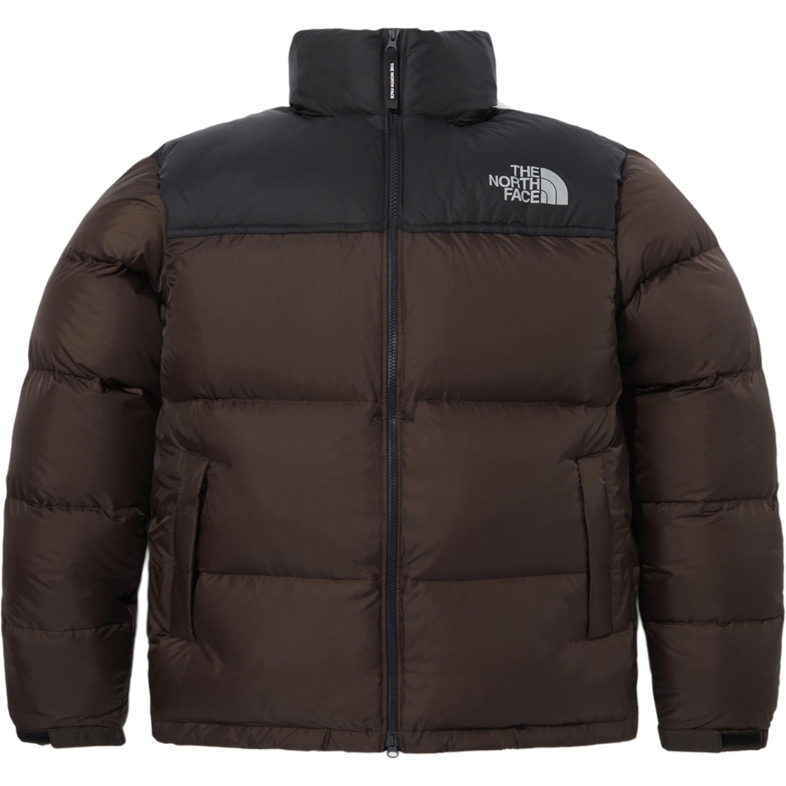 TNF Brown Colorblock Logo Print Full-Zip Down Jacket NJ1DQ50K