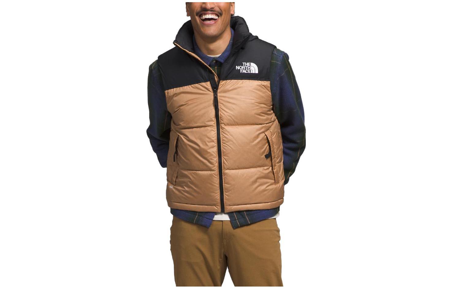 The North Face Brown Colorblock Logo Print Puffer Vest NF0A3JQQ-I0J