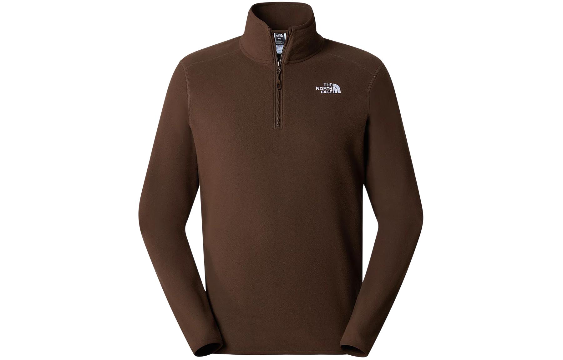 TNF Brown Half-Zip Pullover Fleece Sweatshirt with Logo - NF0A855W-HCF