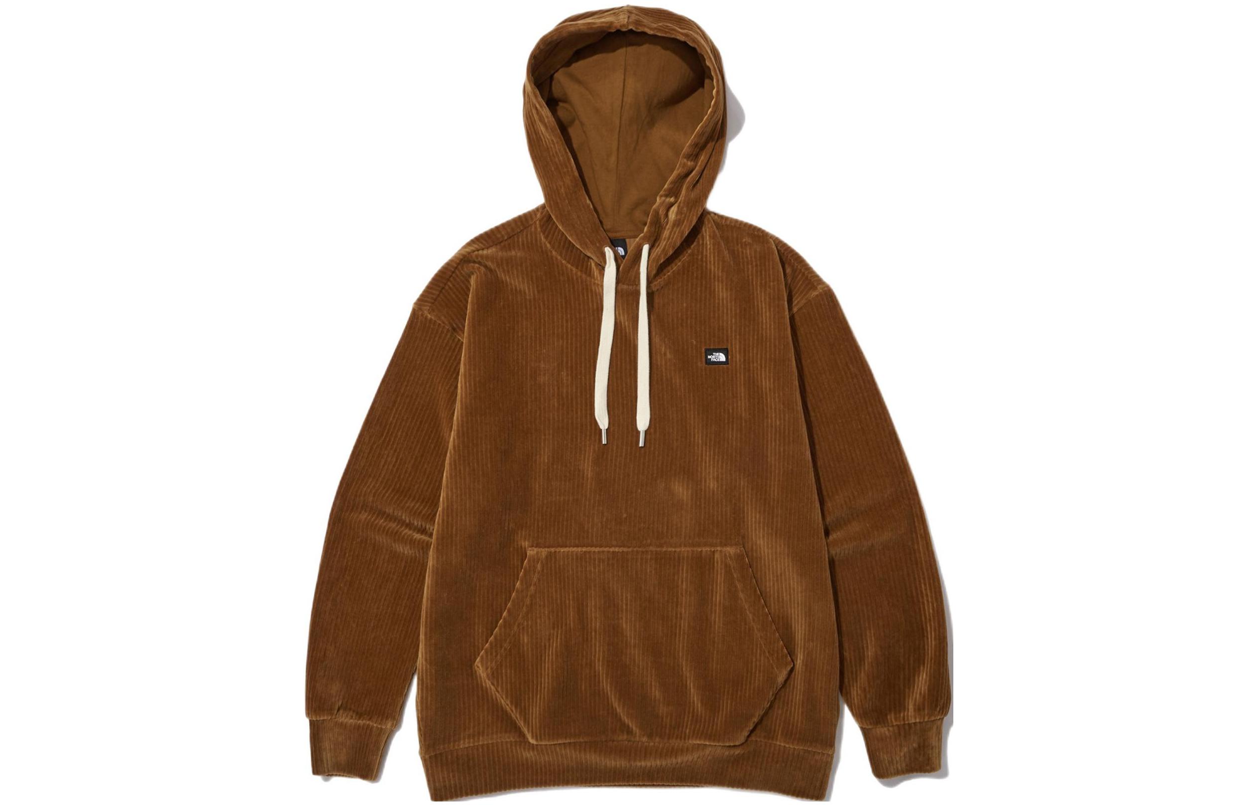 TNF Brown Hoodie with Logo Patch and Drawstring Hood NM5PN52C