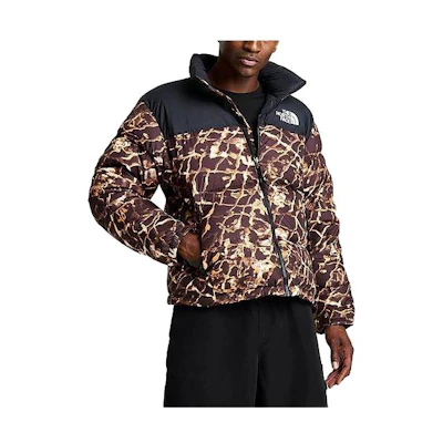 TNF Brown Letter Print Zip-Up High Neck Slim Jacket NF0A3C8X-201