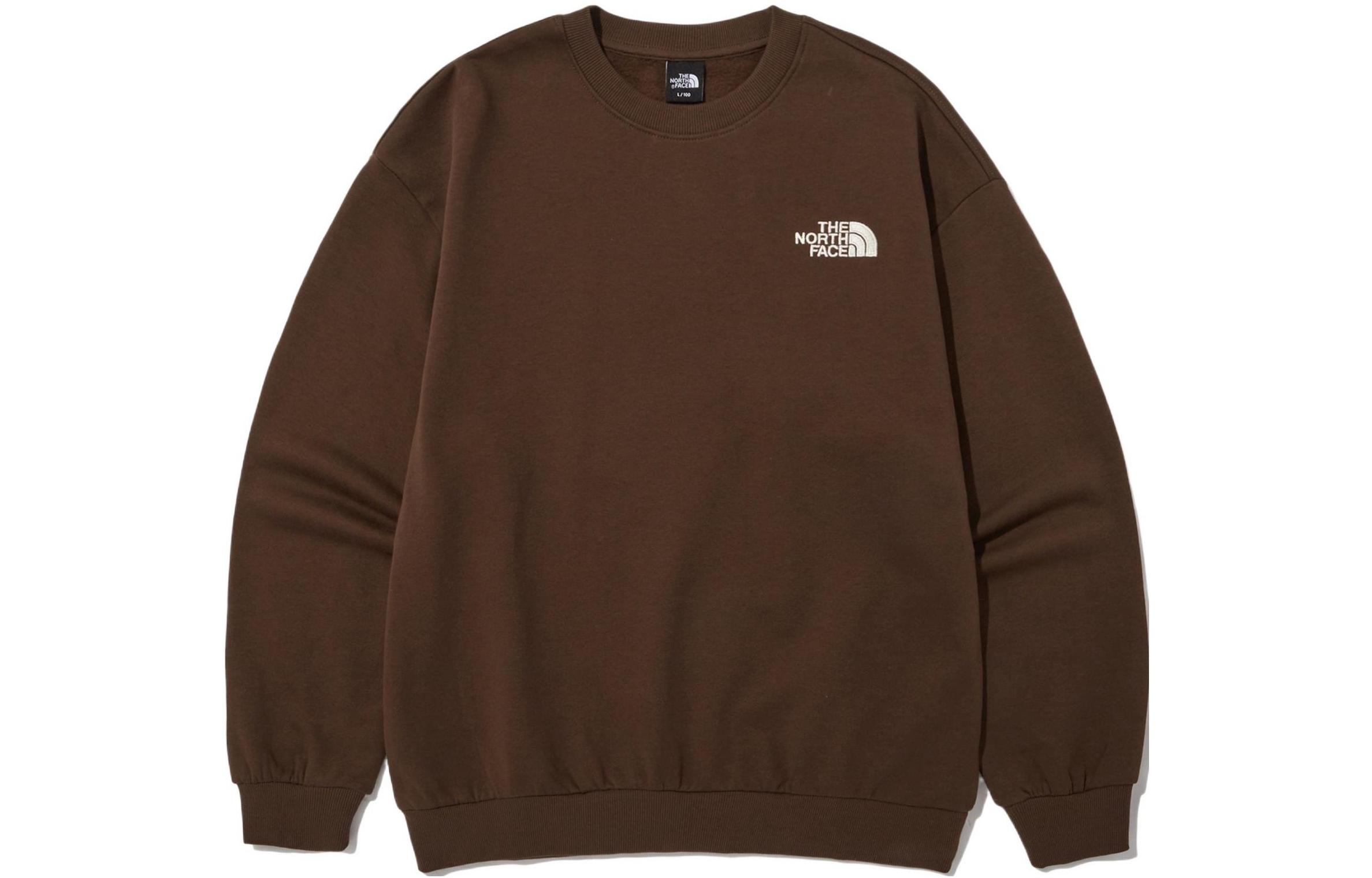 TNF Brown Logo Print Crewneck Sweatshirt Long Sleeve NM5MN90F