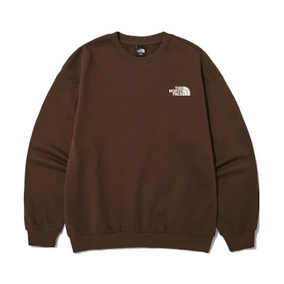 TNF Brown Logo Print Crewneck Sweatshirt Long Sleeve NM5MN90F