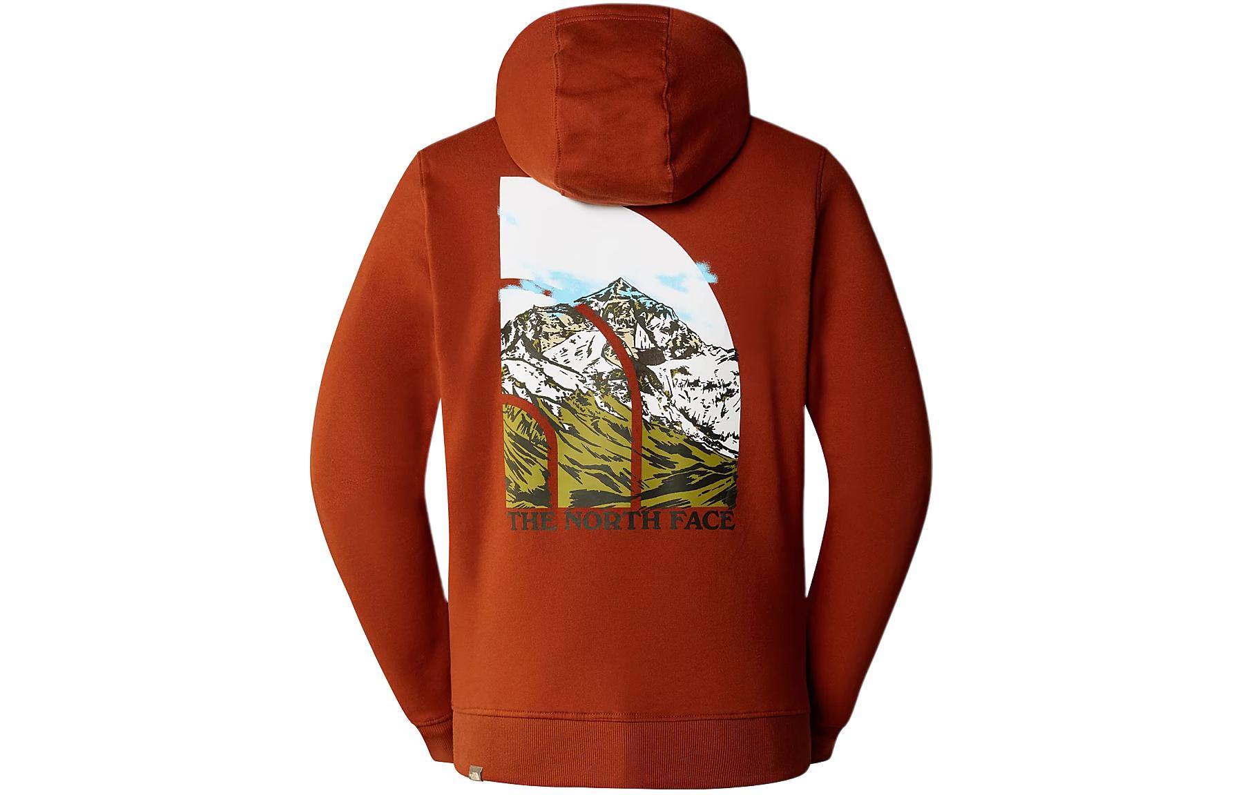 TNF Brown Logo Print Drawstring Hoodie Long Sleeve Sweatshirt NF0A7X1P-UBC