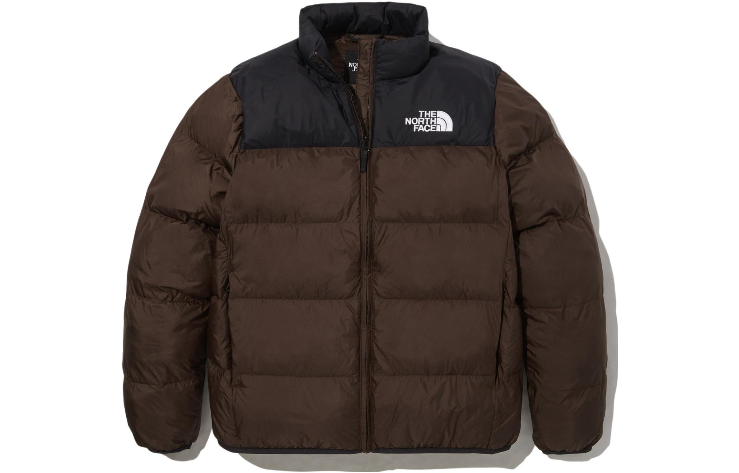 TNF Brown Logo Print Puffer Jacket for Men NJ3NN60C