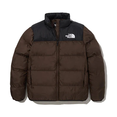 TNF Brown Logo Print Puffer Jacket for Men NJ3NN60C