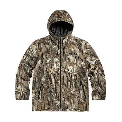 TNF Brown Loose Fit Zip Hoodie Jacket with Leaf Print NF0A52ZX-047