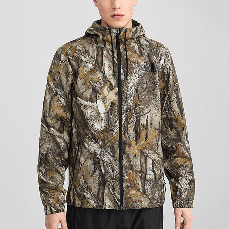 TNF Brown Loose Fit Zip Hoodie Jacket with Leaf Print NF0A52ZX-047 圖 4