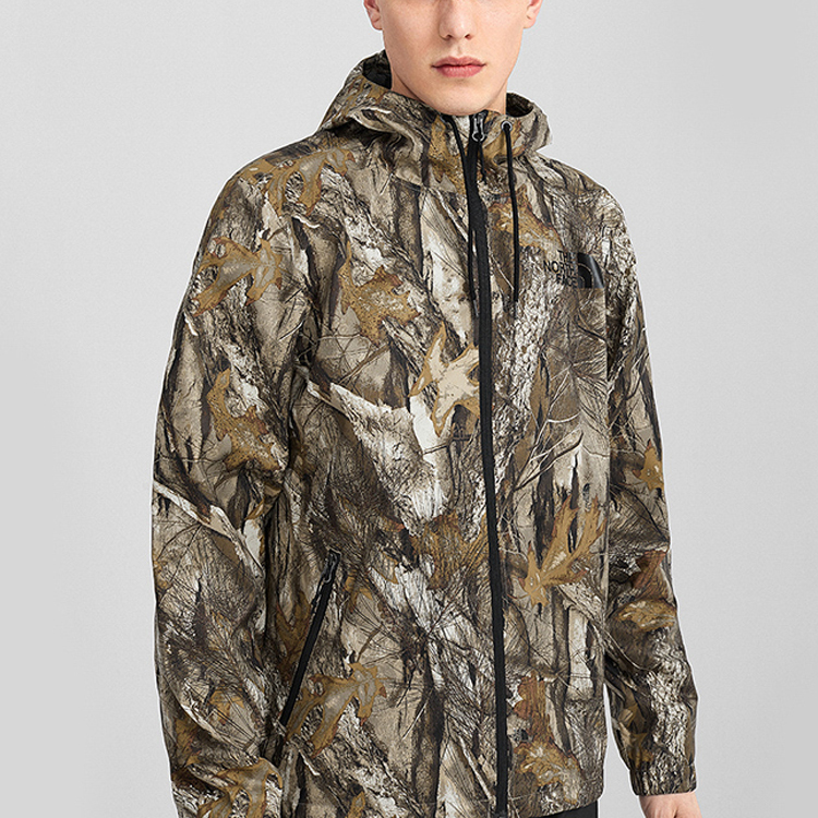 TNF Brown Loose Fit Zip Hoodie Jacket with Leaf Print NF0A52ZX-047 圖 5