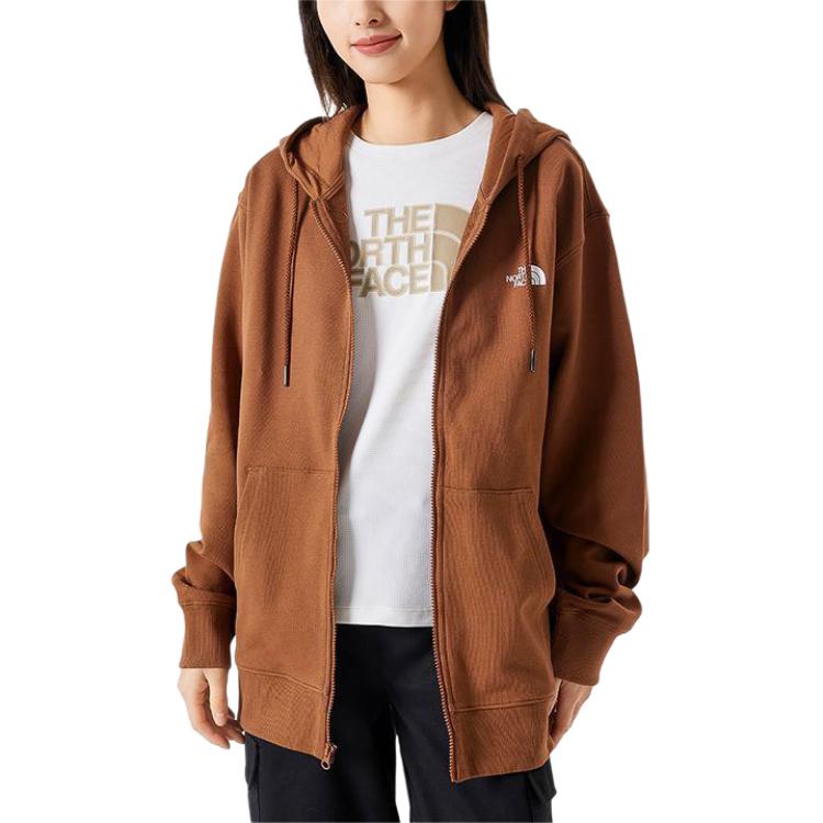 TNF Brown Outdoor Hoodie with Back Logo Print, Breathable Knit NF0A83OR-QHO 圖 3