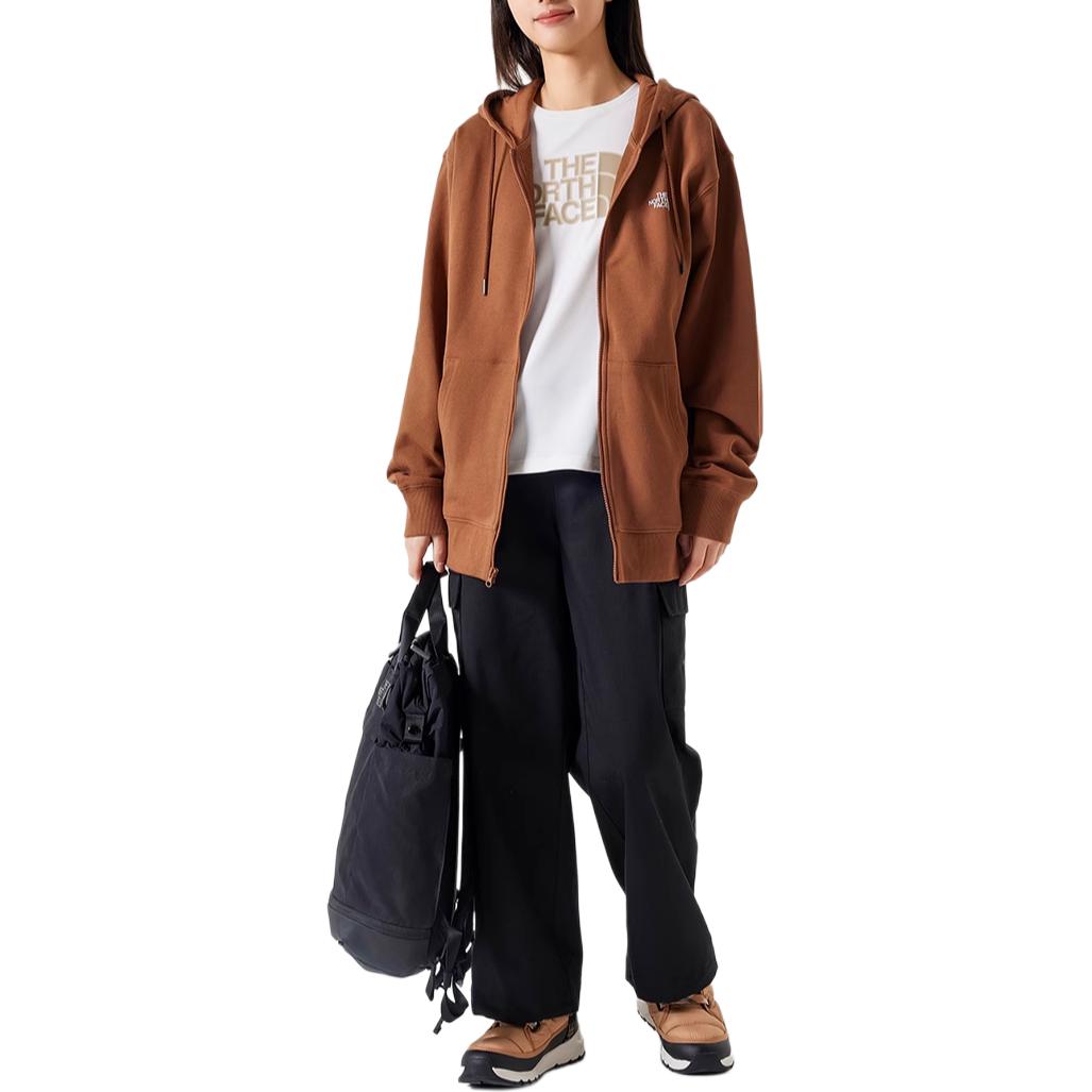 TNF Brown Outdoor Hoodie with Back Logo Print, Breathable Knit NF0A83OR-QHO 圖 4