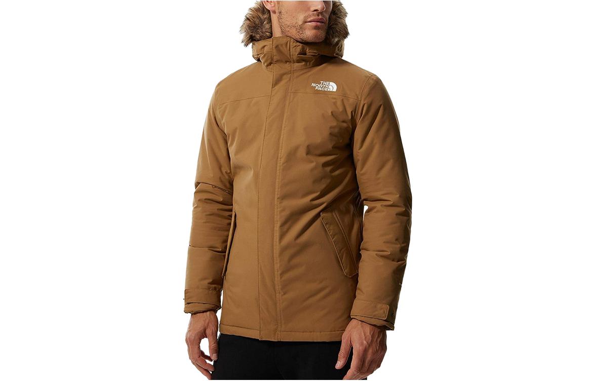 TNF Brown Outdoor Jacket with Removable Fur Hood and Logo NF0A4M8H-173