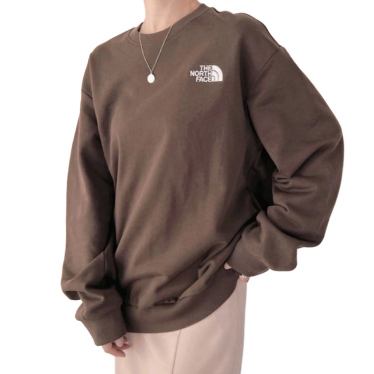 TNF Brown Printed Crewneck Sweatshirt Unisex Warm Fashion NF0A8EP9-1OI