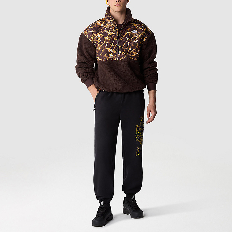 Shop The North Face Suéter Polar Marrón Estampado con Cremallera Media NF0A5IXI-OS6