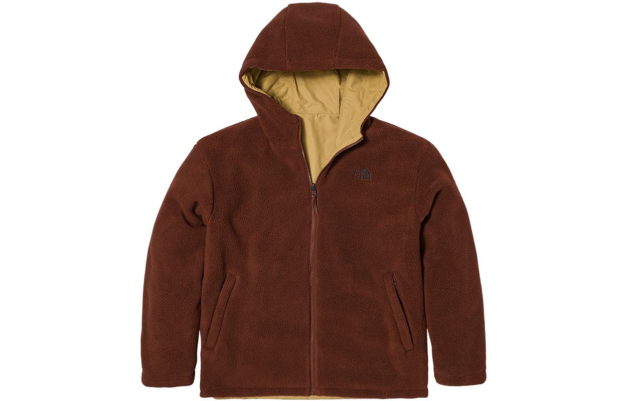 TNF Brown Reversible Hoodie Jacket with Embroidered Logo for Men NF0A7QT7-938