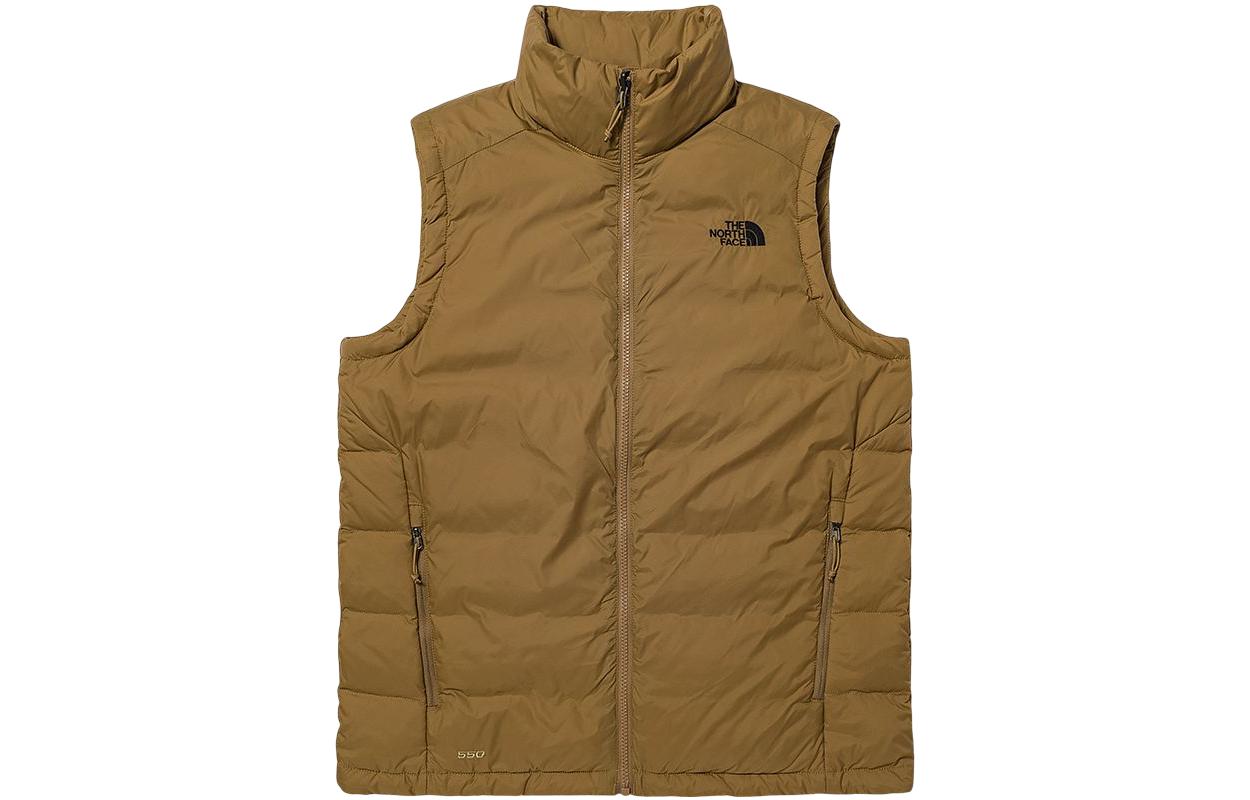 TNF Brown Sleeveless Down Vest with Logo Print NF0A81NG-173