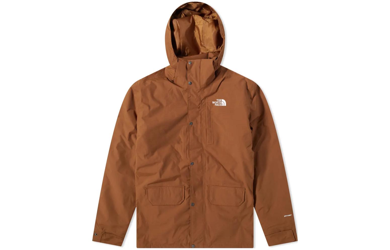 TNF Brown Solid Logo Print Hoodie Jacket NF0A4M8E-36T