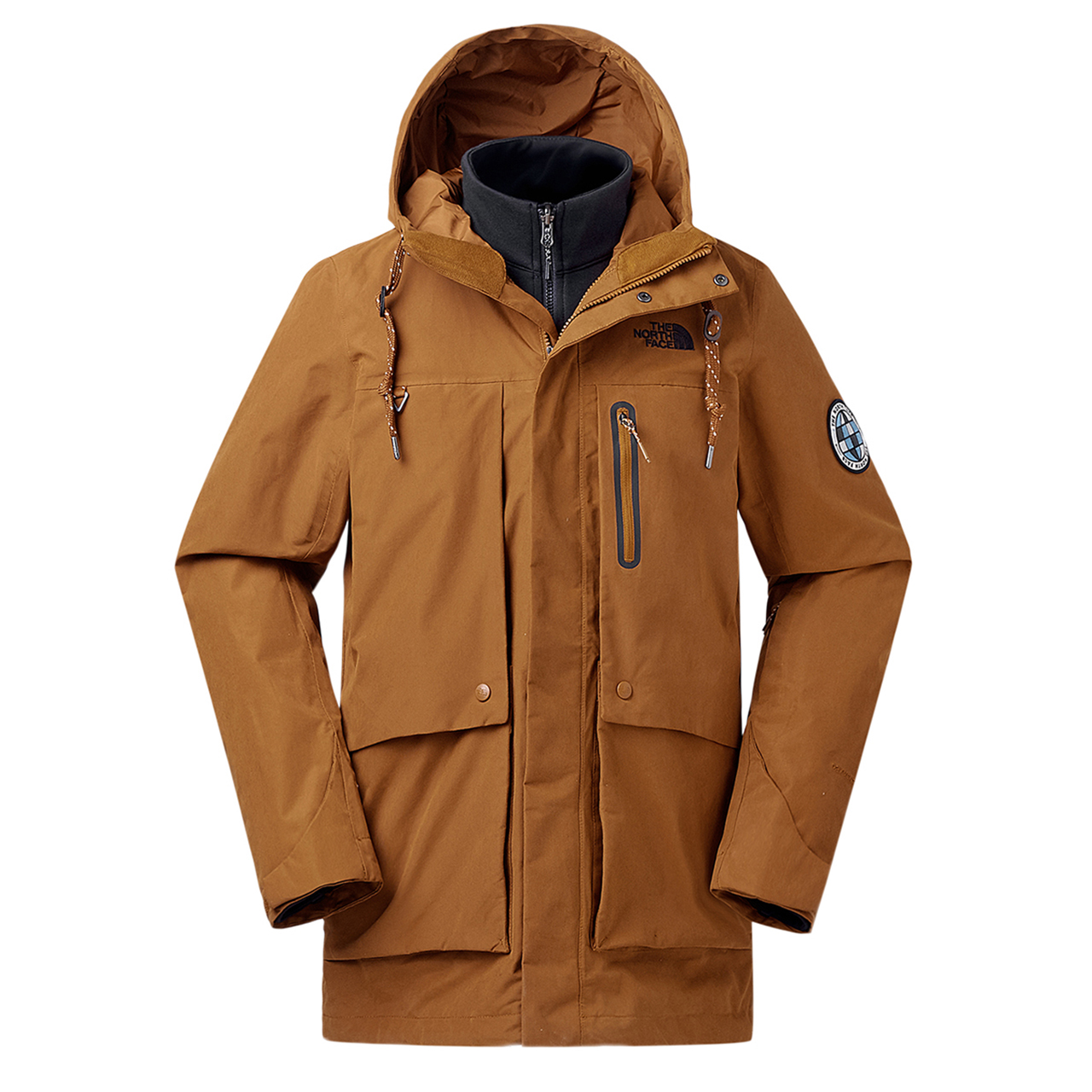 TNF Brown Waterproof Hooded Jacket Unisex Loose Fit NF0A46F5-UBT