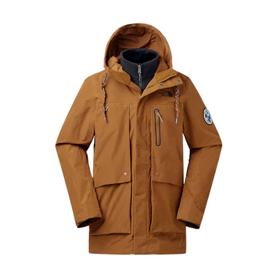 TNF Brown Waterproof Hooded Jacket Unisex Loose Fit NF0A46F5-UBT