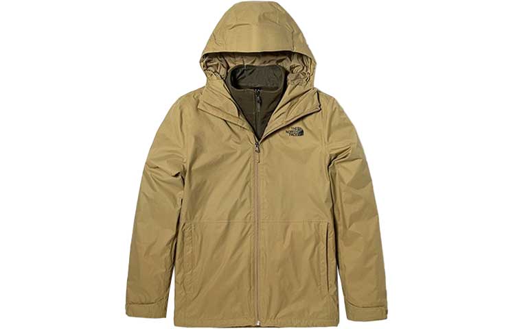 TNF Brown Windproof Fleece 3-in-1 Jacket with Logo Print NF0A7QPJ-6U0
