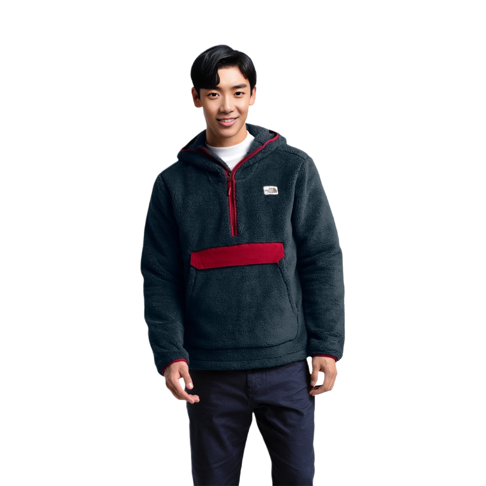 Lookbook The North Face Campshire Pullover Hoodie Jaket Fleece Biru Lelaki/Luaran NF0A3YRS-RGJ