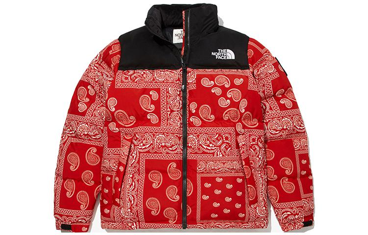 TNF Casestudy Retro Nuptse Paisley Puffer Jacket Red Winter NJ1DM65K