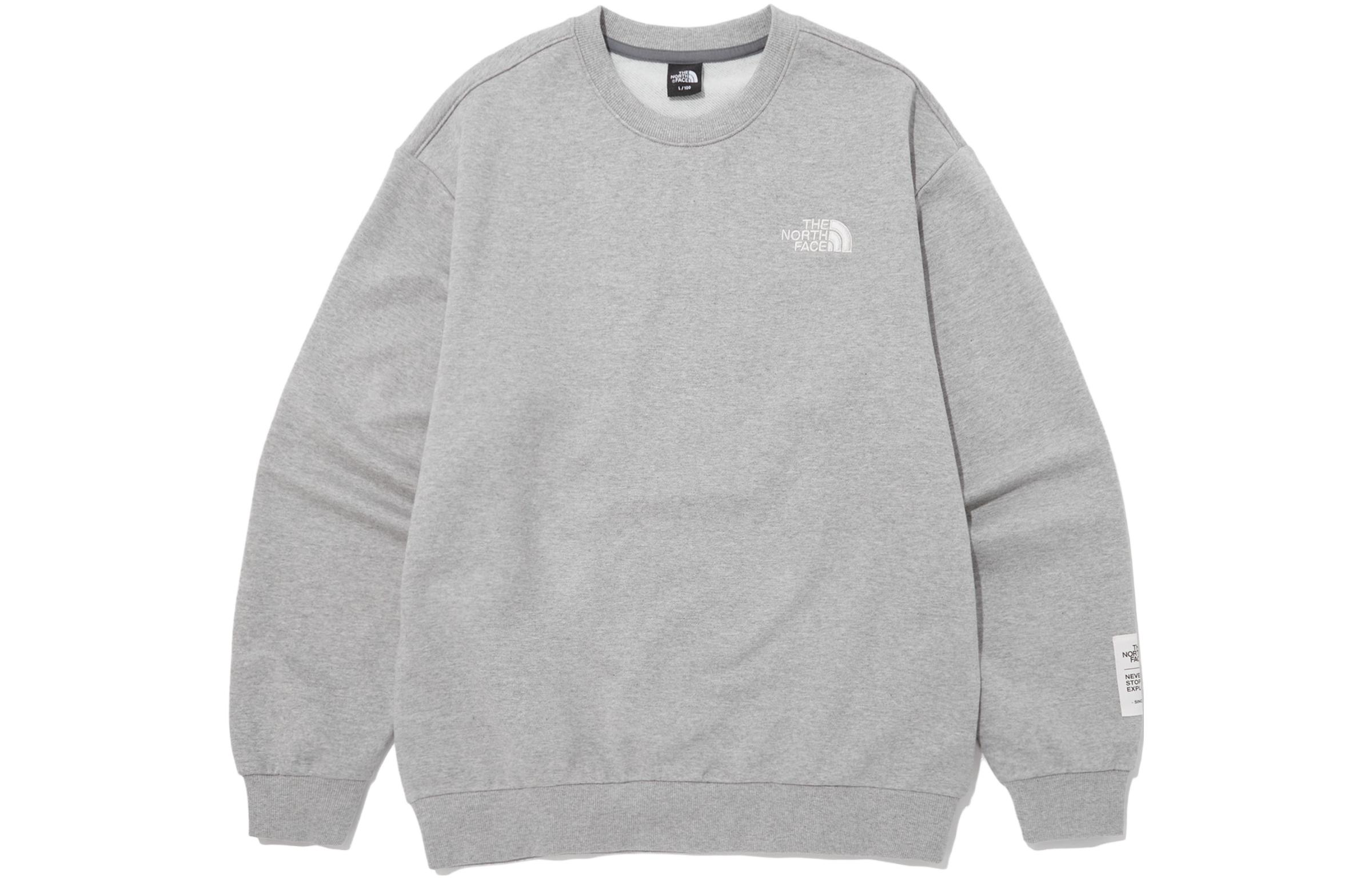TNF Classic Logo Embroidered Crewneck Sweatshirt Unisex Grey NM5MP55C