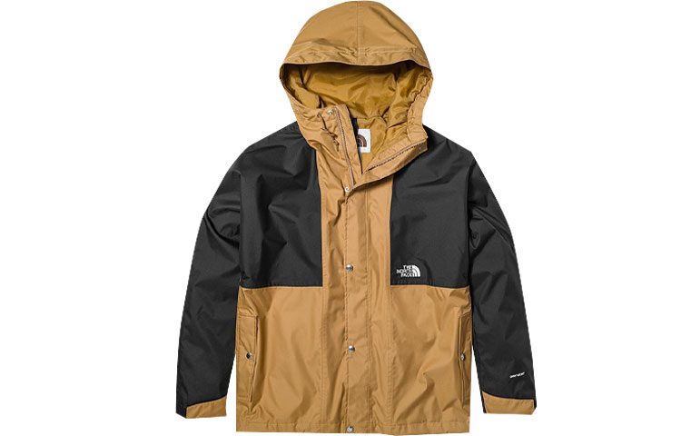 TNF Color-Block Hooded Jacket Brown Mens NF0ACFY-YW2