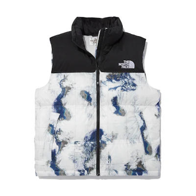 TNF Colorblock Full-Zip Earth Print Down Jacket Beige Unisex NV1DN51J