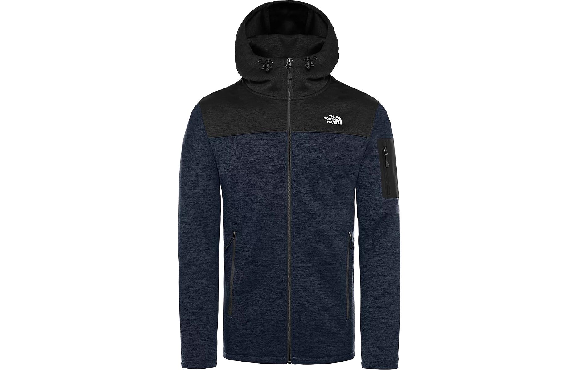 TNF Colorblock Hoodie with Logo Print Navy Blue Fleece Jacket NF0A3RXS-I9Y