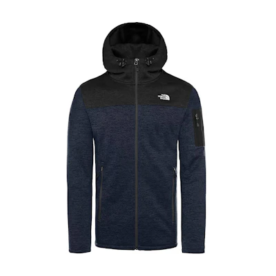 TNF Colorblock Hoodie with Logo Print Navy Blue Fleece Jacket NF0A3RXS-I9Y