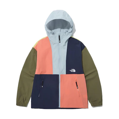 TNF Colorblock Logo Embroidered Hooded Windbreaker Jacket NJ3BP10E