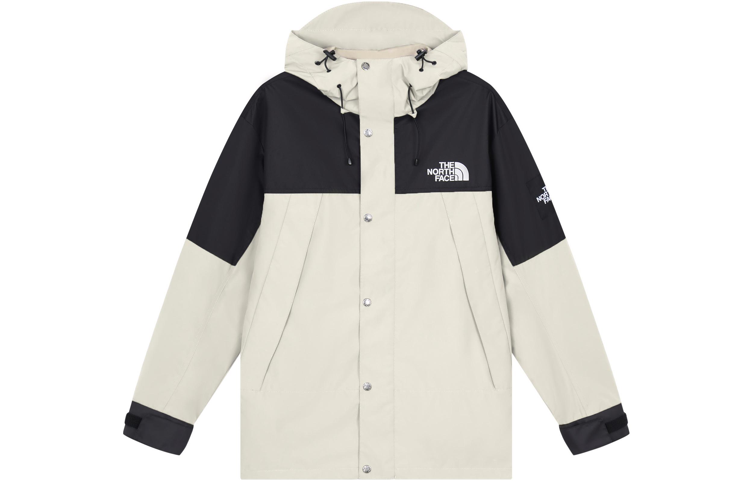 TNF Colorblock Logo Embroidered Hoodie Jacket Beige Unisex NI2HQ05K