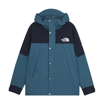 TNF Colorblock Logo Embroidered Hoodie Jacket Unisex - Navy Blue NI2HQ04N