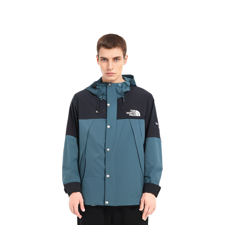 TNF Colorblock Logo Embroidered Hoodie Jacket Unisex - Navy Blue NI2HQ04N 圖 7