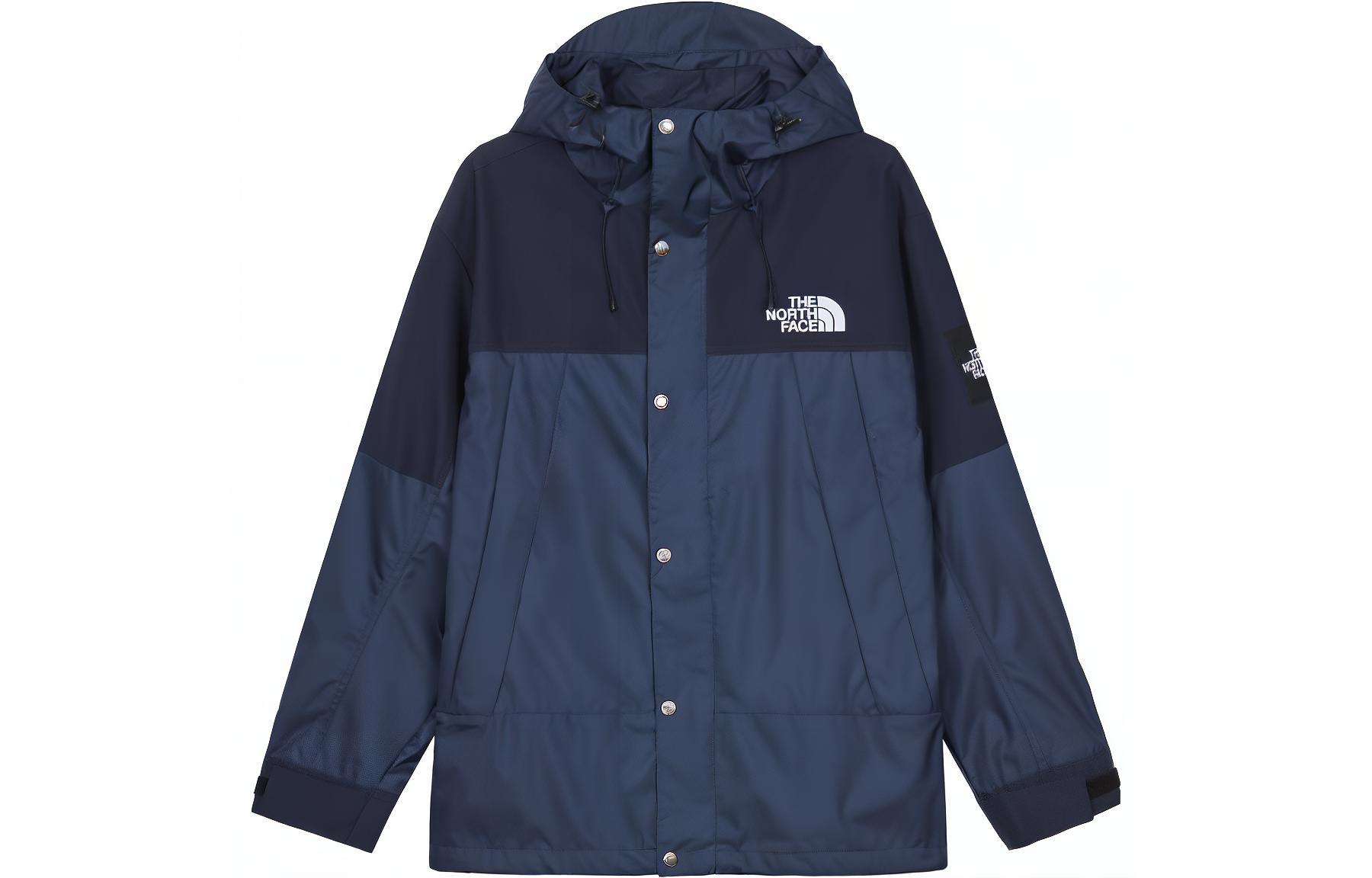 TNF Colorblock Logo Embroidered Unisex Hoodie Jacket Navy NI2HQ04M