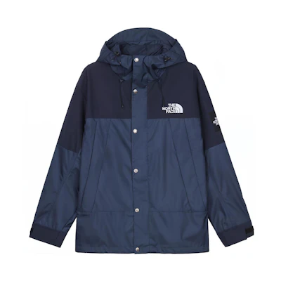 TNF Colorblock Logo Embroidered Unisex Hoodie Jacket Navy NI2HQ04M