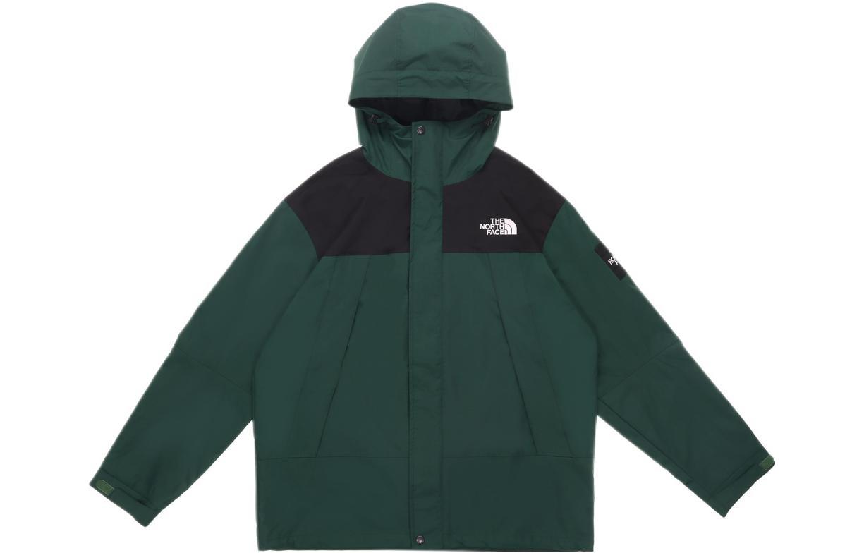TNF Colorblock Logo Embroidered Zip Hoodie Jacket Unisex Green NI3BN50L