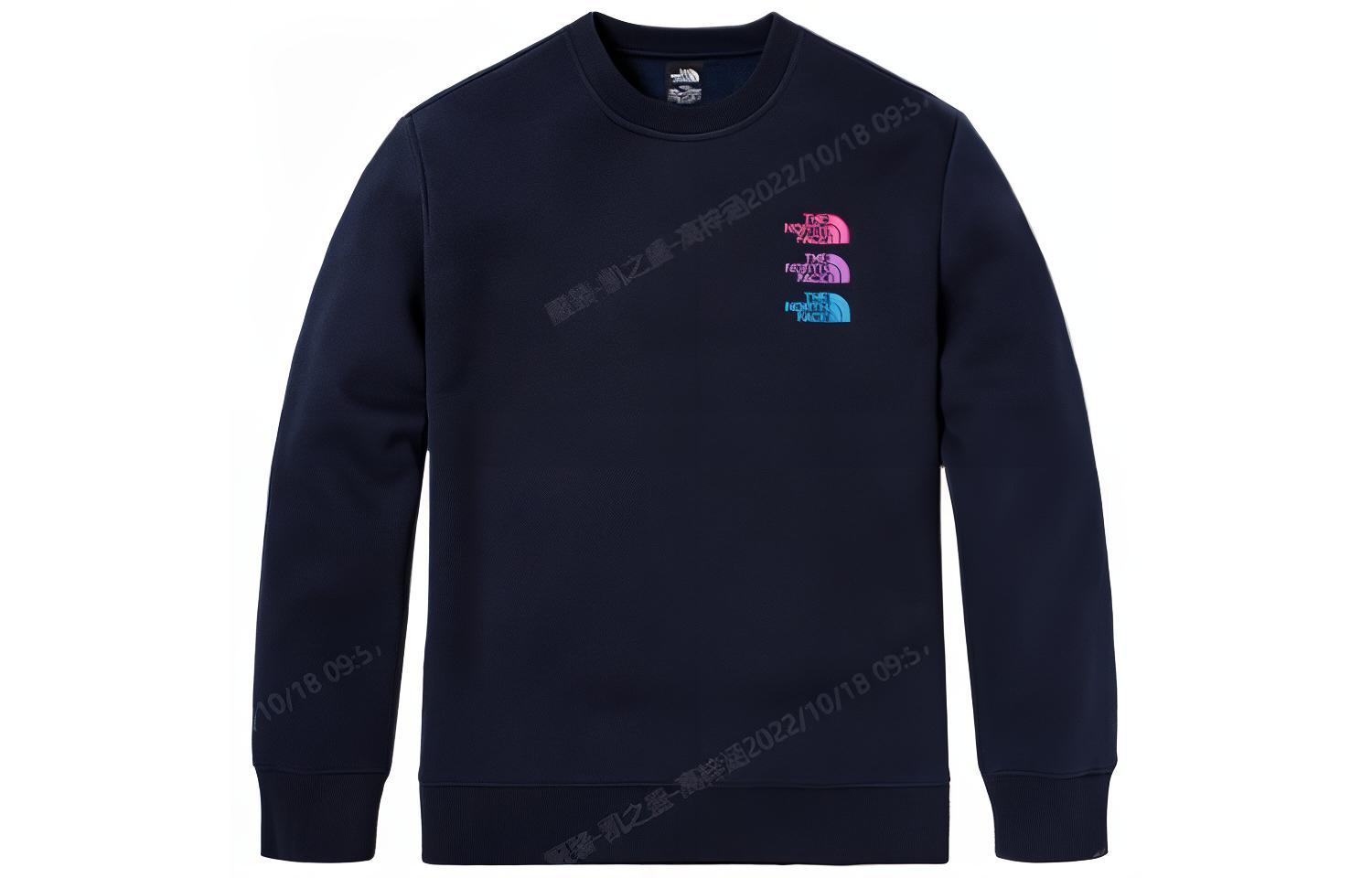 TNF Colorblock Logo Fleece Crewneck Sweatshirt Winter Unisex Blue NF0A7W88-RG1