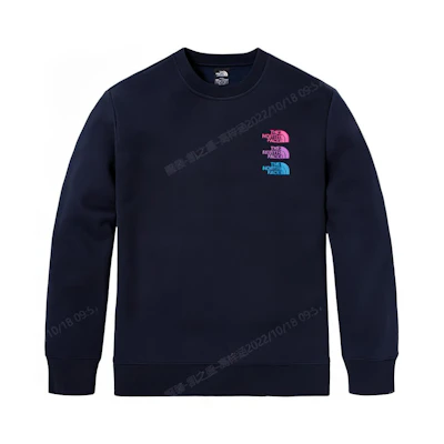 TNF Colorblock Logo Fleece Crewneck Sweatshirt Winter Unisex Blue NF0A7W88-RG1