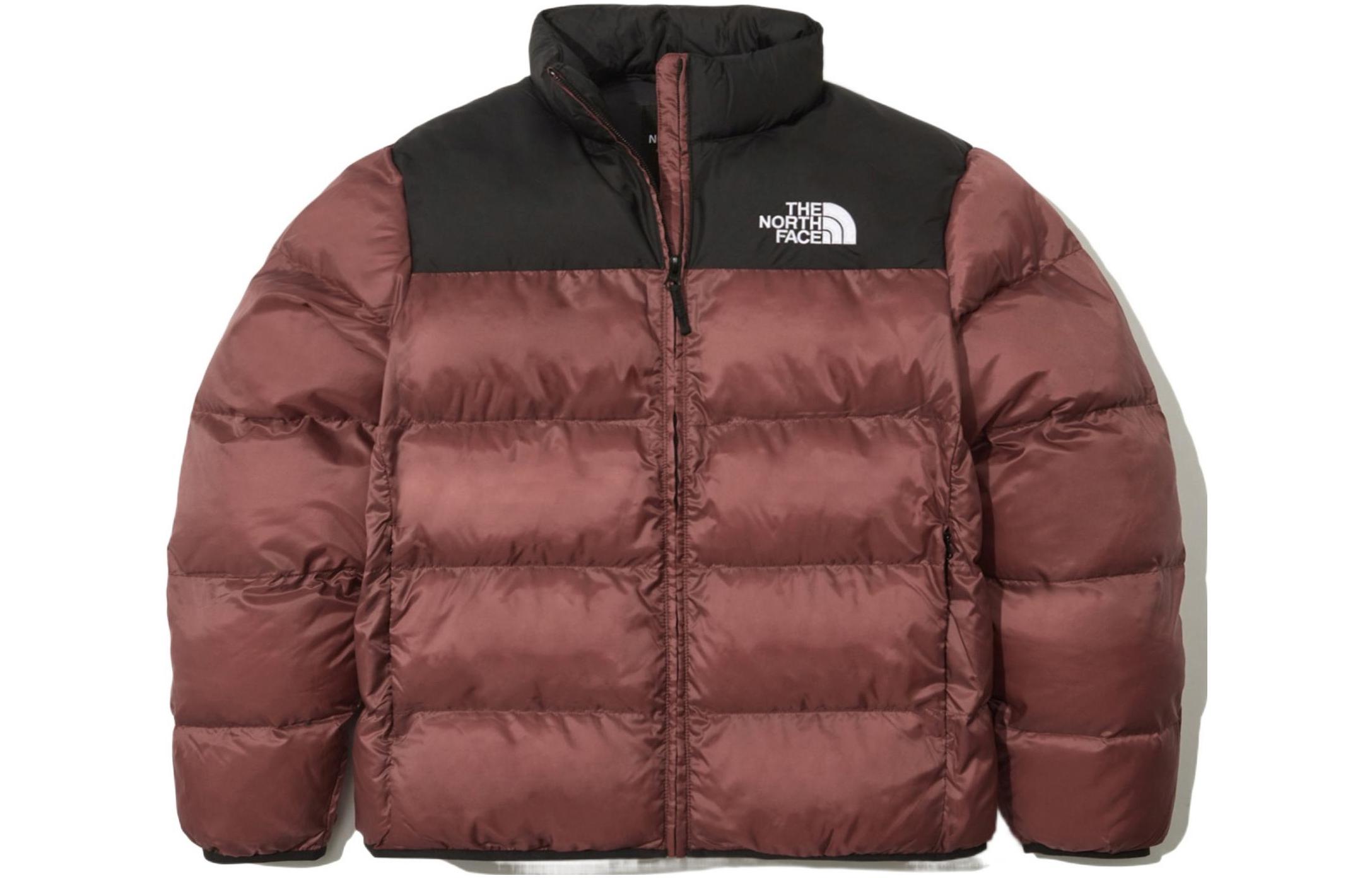 TNF Colorblock Logo Print Puffer Jacket Red Brick NJ3NN62A